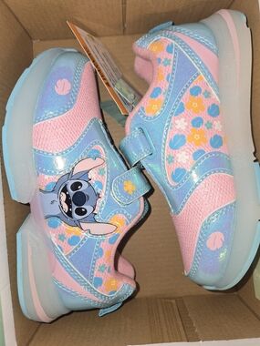 Disney Kids Stitch Floral Light-Up Sneakers in Pink & Blue